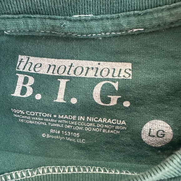 NWOT Notorious B.I.G Brooklyn's Finest Dark Green Graphic Short Sleeve Tee Sz LG - Picture 3 of 5
